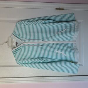 Talbots spring hoodie Large in aqua and white
